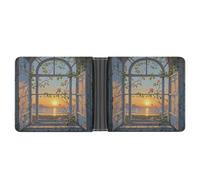 RTSEBVN Porte-cartes de crédit fin personnalisé en cuir Carol Pince à billets Cadeaux Portefeuille pour homme femme, When the Sun Goes, Taille unique, Moderne