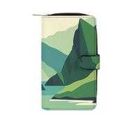 RTSEBVN Portefeuille en cuir multifonction long portefeuille mode eau près des montagnes impression sac à main en cuir avec pour femmes et hommes, style, 19,7 x 11 x 3,5 cm, portefeuille en cuir