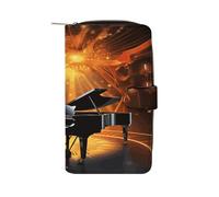 RTSEBVN Portefeuille en cuir multifonction long portefeuille mode théâtre musical impression sac à main en cuir avec pour femmes et hommes, style, 19,7 x 11 x 3,5 cm, portefeuille en cuir, Style