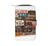 RTSEBVN Portefeuille en cuir multifonction long portefeuille tendance avec impression de plaque d'immatriculation pour femme et homme, style, 19,7 x 11 x 3,5 cm, portefeuille en cuir, Style