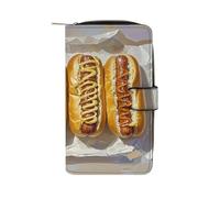 RTSEBVN Portefeuille en cuir multifonction long portefeuille tendance classique imprimé hot dog sac à main en cuir avec pour femme et homme, style, 19,7 x 11 x 3,5 cm, portefeuille en cuir, Style