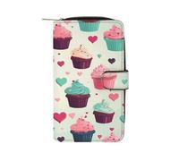 RTSEBVN Portefeuille en cuir multifonction long portefeuille tendance cupcake bonbons cœurs doux impression sac à main en cuir avec pour femme et homme, style, 19,7 x 11 x 3,5 cm, portefeuille en cuir