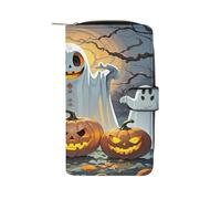 RTSEBVN Portefeuille en cuir multifonction long portefeuille tendance étrange imprimé citrouille sac à main en cuir avec pour femmes et hommes, style, 19,7 x 11 x 3,5 cm, portefeuille en cuir, Style