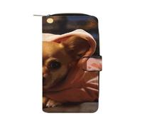 RTSEBVN Portefeuille en cuir multifonction long portefeuille tendance imprimé Chihuahua déprimé sac à main en cuir avec pour femme et homme, style, 19,7 x 11 x 3,5 cm, portefeuille en cuir, Style