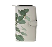 RTSEBVN Portefeuille en cuir multifonction long portefeuille tendance imprimé feuilles d'eucalyptus sac à main en cuir avec pour femme et homme, style, 19,7 x 11 x 3,5 cm, portefeuille en cuir, Style