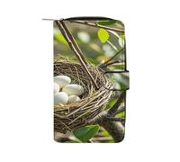 RTSEBVN Portefeuille en cuir multifonction long portefeuille tendance nid d'oiseau magique impression sac à main en cuir avec pour femmes et hommes, style, 19,7 x 11 x 3,5 cm, portefeuille en cuir