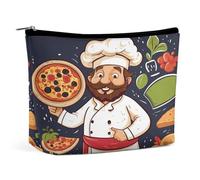 RTSEBVN Trousse de toilette mignonne de grande capacité avec impression Chef Pizza1 pour femme, style, taille unique, sacs de maquillage, Style :, Taille unique, Sacs de maquillage