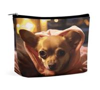RTSEBVN Trousse de toilette mignonne de grande capacité avec impression Chihuahua déprimé pour femme, style, taille unique, trousses de maquillage, Style :, Taille unique, Sacs de maquillage