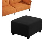 RTSFKFS Housse de Pouf Carré 35x35 40x40 45x45 50x50 55x55 60x60 65x65, 70x70 75x75 80x80 85x85 90x90 95x95 100x100 105x105 110x110cm Housses de Repose-Pieds avec Fond élastique(Noir,XXL(85-111cm))