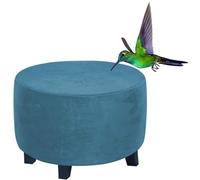 RTSFKFS Housses de Pouf Rond Housses de Pouf Extensible Housse de Repose-Pieds Protecteur de Meubles Housse de Tabouret avec Fond Élastique Antidérapante Lavable(Bleu,24"(60-64cm))