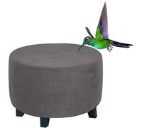 RTSFKFS Housses de Pouf Rond Housses de Pouf Extensible Housse de Repose-Pieds Protecteur de Meubles Housse de Tabouret avec Fond Élastique Antidérapante Lavable(Gray,20"(50-54cm))