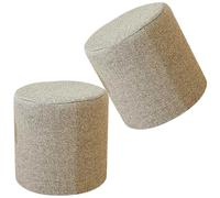 RTSFKFS Petite Housse Pouf Ottoman Rond Élastique, Protège-Pouf en Lin et Coton pour Déco Moderne(Ash Gray,25x25cm 2pcs)