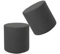 RTSFKFS Petite Housse Pouf Ottoman Rond Élastique, Protège-Pouf en Lin et Coton pour Déco Moderne(Gris foncé,35x35cm 2pcs)