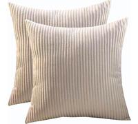 RTSFKFS Taie Oreiller 80x80 Lot De 2,Housses De Coussin 65X65 Canapé,Taie d'oreiller Velours Côtelé Housse Oreiller pour Canapé Carré Salon Moderne pour Couverture Oreiller(Beige,75x75 cm Set of 2)