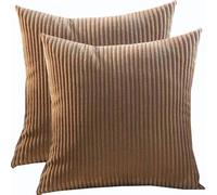 RTSFKFS Taie Oreiller 80x80 Lot De 2,Housses De Coussin 65X65 Canapé,Taie d'oreiller Velours Côtelé Housse Oreiller pour Canapé Carré Salon Moderne pour Couverture Oreiller(Camel,50x50 cm Set of 2)
