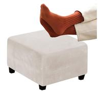 RTSFKFS Velours Housse de Protection pour Repose-Pieds, Housses de Pouf Ottomane Carré Velours avec Fond élastique, Housse De Pouf Rectangulaire en Velours Extensibles, Lavable(Beige,36in/90x90cm)