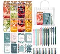 Rtteri 80 Pcs Inspirational Glass Cup Bulk Gift Set 16oz Tumbler With Lid And Straw Motivational Office Party Favors Notebook Pen PVC Bag For Coworker Employee Appreciation Birthday Party Supplies