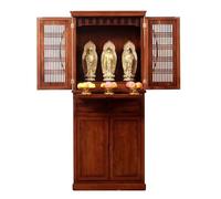 RTTZBOZ Autel Bouddhiste, Table D'autel en Bois avec Rangement, pour la Pratique Spirituelle, Autel Traditionnel pour Le Culte Temple(Brown)