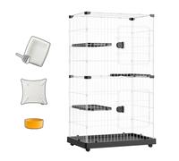 RTTZBOZ Cages pour Chat à 3 Niveaux, Cages pour Chat D'intérieur avec Bac à Litière, Chenils en Fil Métallique Amovibles pour Chats