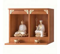 RTTZBOZ Étagère D'autel Bouddhiste en Bois Massif, Support Mural et de Bureau, Double Table D'autel Bouddhiste pour Bouddha et Statues de Guanyin(Orange)