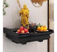 RTTZBOZ Étagère Murale, Autel Bouddhiste, Autel de Méditation Wiccan en Bois Massif, pour y Déposer des Objets de Culte, Une Statue de Guanyin(Black,40cm/16in)