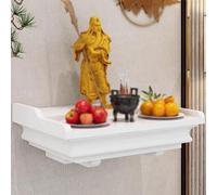 RTTZBOZ Étagère Murale, Autel Bouddhiste, Autel de Méditation Wiccan en Bois Massif, pour y Déposer des Objets de Culte, Une Statue de Guanyin(White,35cm/14in)