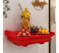 RTTZBOZ Étagère Murale, Autel Bouddhiste, Autel de Méditation Wiccan en Bois Massif, pour y Déposer des Objets de Culte, Une Statue de Guanyin(Red,40cm/16in)