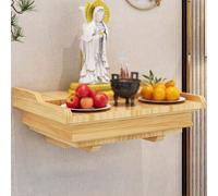 RTTZBOZ Étagère Murale, Autel Bouddhiste, Autel de Méditation Wiccan en Bois Massif, pour y Déposer des Objets de Culte, Une Statue de Guanyin(Yellow,40cm/16in)