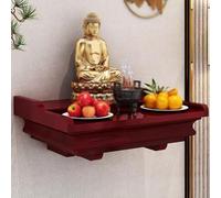 RTTZBOZ Étagère Murale, Autel Bouddhiste, Autel de Méditation Wiccan en Bois Massif, pour y Déposer des Objets de Culte, Une Statue de Guanyin(Brown,40cm/16in)