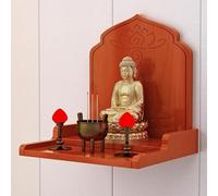 RTTZBOZ Étagère Murale pour Autel Bouddhiste, Support Mural en Bois pour Autel Bouddhiste, Support de Prière pour la Puja, la Divination et Le Culte(Orange,48cm/19in)