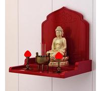 RTTZBOZ Étagère Murale pour Autel Bouddhiste, Support Mural en Bois pour Autel Bouddhiste, Support de Prière pour la Puja, la Divination et Le Culte(Red,30cm/12in)