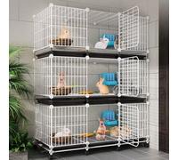RTTZBOZ Parc pour Animaux de Compagnie, Cages pour Petits Animaux, Cage pour Lapins et Cochons d'Inde, Métallique Villa à Trois Étages(White)