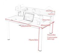 RTTZBOZ Petit Bureau Assis Debout, Table D'ordinateur, Double Rangement, Bureau Gain de Place pour Le Travail et Les Études à Domicile(White,120x60x10cm/47x24x4in)