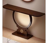 RTTZBOZ Table D'autel Bouddhiste en Bois avec Cadre Rond, Table de Méditation Personnelle en Bois, Console Étroite pour Salon, Chambre, Bureau(120cm/47in)