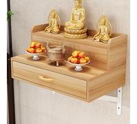 RTTZBOZ Table D'autel Murale pour Autel Bouddhiste, Étagère D'autel avec Tiroir, Table de Puja en Bambou pour Le Culte, la Divination et la Prière(Beige,50cm/20in)