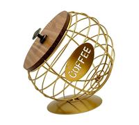 Rtuopk Support de capsules de café, cage de rangement pour la maison, le bureau, décoration de comptoir robuste, panier de rangement pour capsules de café, doré, 12 x 16,5 cm