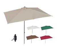 RTVGNSZSJL Parasol De Jardin Demi-Parasol 200cm 250cm Parasol De Terrasse Demi Rectangulaire avec Manivelle, Parasol De Marché Extérieur pour Porche, Balcon, Terrasse(Khaki,250x130cm/8x4ft)