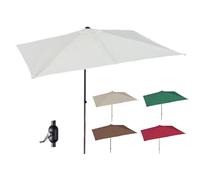RTVGNSZSJL Parasol De Jardin Demi-Parasol 200cm 250cm Parasol De Terrasse Demi Rectangulaire avec Manivelle, Parasol De Marché Extérieur pour Porche, Balcon, Terrasse(Beige,250x130cm/8x4ft)