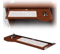 RTVGNSZSJL Plateau Coulissant Clavier, Tiroir De Clavier sous Le Bureau 60/70x26cm Support De Clavier/Étagère De Rangement/Tablette Tiroir avec Coulisses(Teak,70x26cm/27x10in)