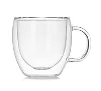 RTWAY Lot de 2 tasses à expresso isothermes à double paroi (150 ml) avec poignée - Tasses à café transparentes - Pour latte, thé, latte