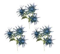 RTWAY Lot de 3 bouquets de chardons artificiels Eryngium - Fleurs artificielles - Pour mariage, décoration intérieure, bleu