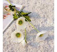 RTWAY Lot de 3 Coquelicots artificiels en Soie à Longues tiges pour décoration de Table d'hôtel Blanc