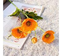 RTWAY Lot de 3 Coquelicots artificiels en Soie pour décoration de Table de Cuisine, Maison - Jaune