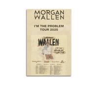 RTWEGRYRHKK Morgan Wallen I'm The Problem Tour 2025 - Impression sur toile - Décoration murale - Style vintage - Pour salon, chambre à coucher - 40 x 60 cm - Sans cadre