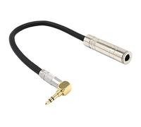 Rtxbvg 6.35 Stéréo femelle vers 3,5 mâle Câble d'extension audio microphone haute fidélité Jack Jack Câble audio à angle de 90 degrés court