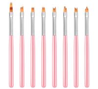 Rtxbvg 8 PièCes SéRies Ensemble de Stylos de Peinture de Couleur Rose PéTale Stylo Pinceau à Ongles Brosse à Ongles Courte