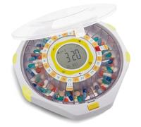 Rtxbvg LiveFine Distributeur automatique de pilules avec Bluetooth, capacité de 28 jours, alertes lumineuses et sonores, verrouillage des touches, écran LCD et configuration facile dans l'application