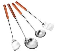 Rtxbvg Long Manche en Acier Inoxydable Wok Spatule Cuisine Fente Turner Riz CuillèRe Louche Outils de Cuisson Ensemble D'Ustensiles