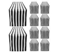 Rtxbvg Lot de 10 Chemins de Table en Polyester DéCor de Table Classique Noir et Blanc Rayé Table Design Moderne et éLéGant