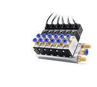 RTXRPKXZE Électrovanne Combinaison Multi-Voies 4V110-06 Stations de collecteur DC12V 24V AC220V avec raccords électrovannes 5 Ports 2 Positions(DC24V,2 Row 4mm Fitting)